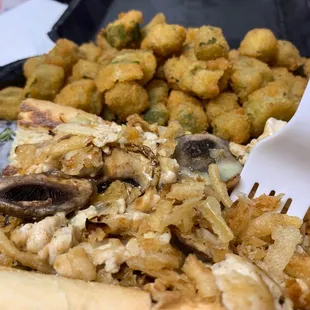 The OG Chicken add crispy fried onions, mushrooms, and a side of Okra.