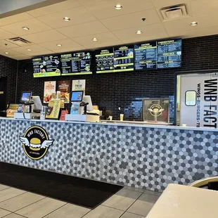 the front counter of the restaurant