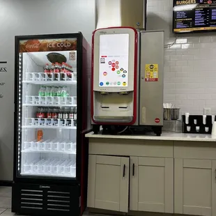 a vending machine and a beverage cooler