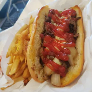 4.99 cheesesteak meal, includes fries