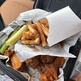 Wings and fries to go
