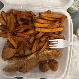 Fish meal with Sweet Potato Fries