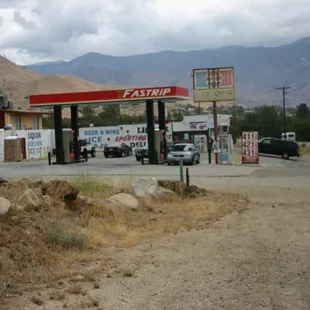 a gas station in the desert
