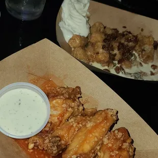 Hot Honey Garlic wings &amp; Loaded Tots