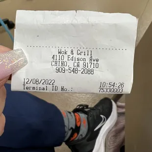 Proof of my receipt of food purchase on this day 12/8/2022.