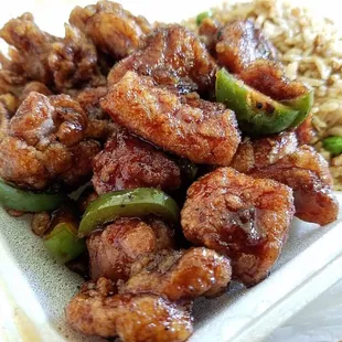 spicy orange chicken.