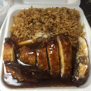 Oyster chicken and fried rice