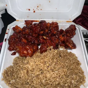 Fried rice and orange cchicken combo