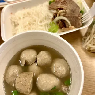 Combination Pho with added meatballs