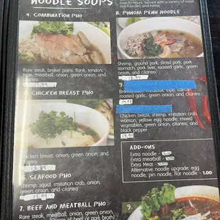 Pho Menu prices
