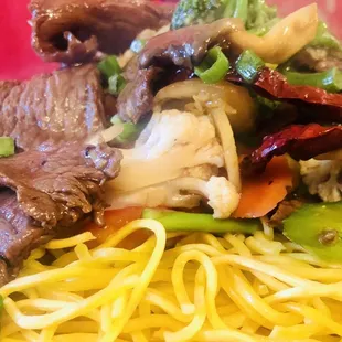 Beef Hong Kong pan fried Noodle