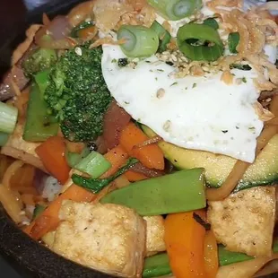 The ClayPot with Tofu and a fried egg. Seriously so nutritional and flavorful, it's my go to !