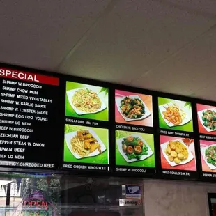 a menu for lunch special