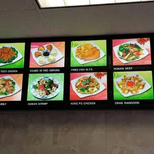 a menu on the wall