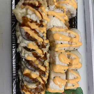 a plate of sushi