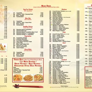 sushi and sashimi, menu