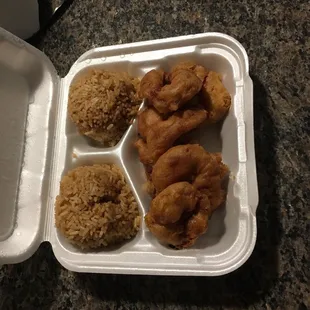 No sauce on burned shrimp.