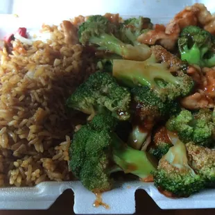 Chicken &amp; broccoli with fried rice