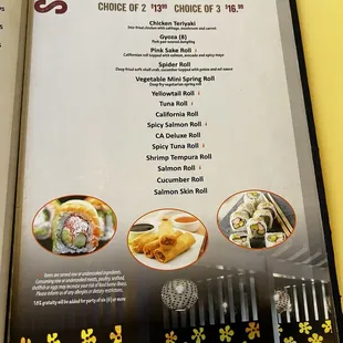 Daily Sushi Luncheon Menu