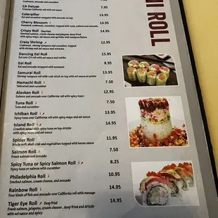 Sushi Roll Menu