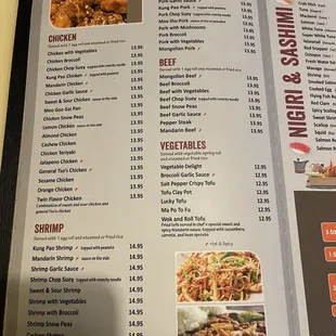 menu, sushi and sashimi
