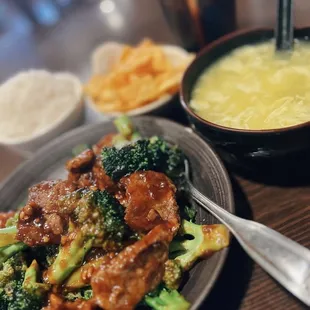Beef Beef with Broccoli, Egg Drop Soup