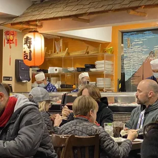 people eating at a restaurant