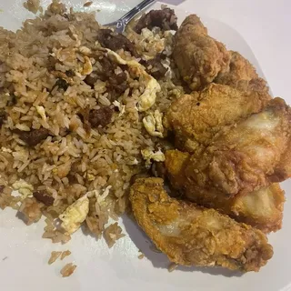 Crispy Wings with Beef Fried Rice