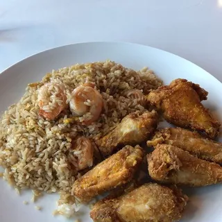 Crispy Wings with Shrimp Fried Rice