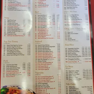 menu