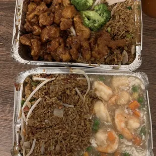 General Tso&apos;s Chicken Combo Platter and shrimp lobster sauce combo platter