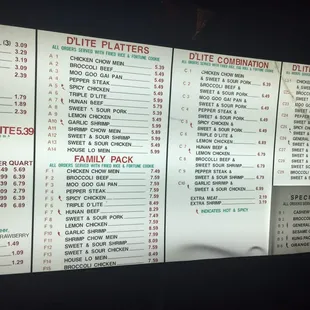 Drive thru menu ...