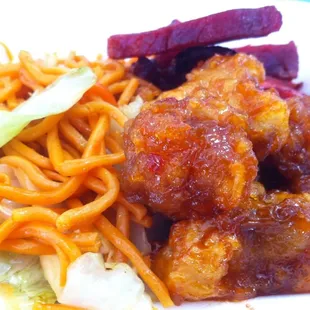 Chow Mein w/ Orange Chicken. Yum!