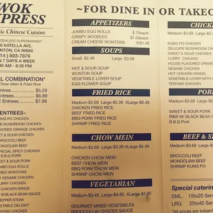 menu