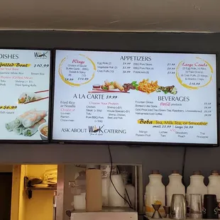 a menu on the wall