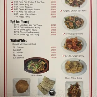 the menu for the restaurant