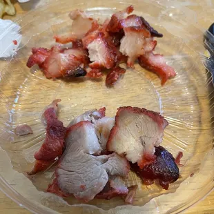 Top is the gristle bottom is the meat/protein