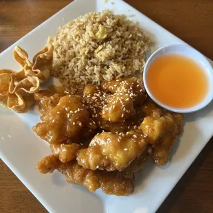 Sesame chicken with fried rice