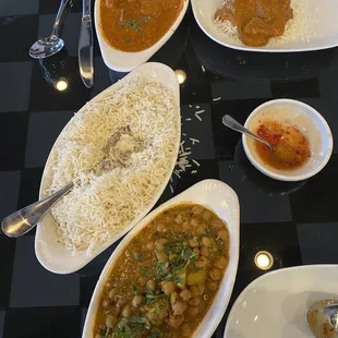 Aloo Choley Plain Rice Lamb Curry