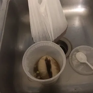 Half the broth spilled in the bag ugh