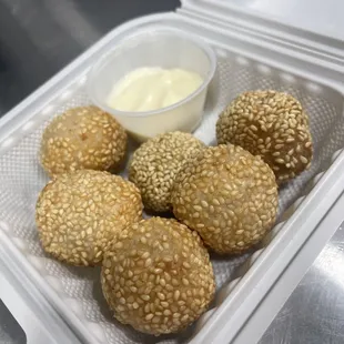 Sesame Balls with a side of Condensed Milk
