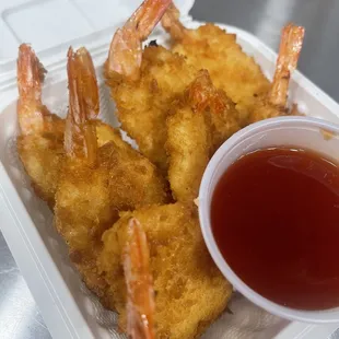 Fried Shrimp with a side of Sweet &amp; Sour Sauce