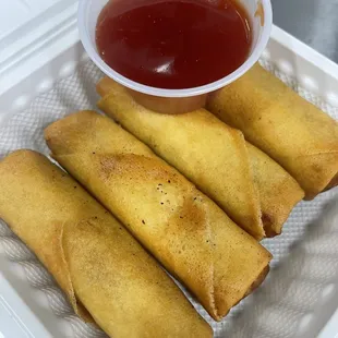 Vegetable Egg Rolls with a side of Sweet &amp; Sour Sauce