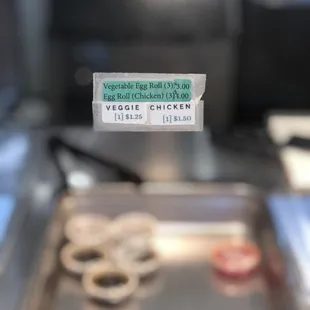 Vegetable Egg Rolls (3) : $3.00
or (1) : $1.25
Chicken Egg Rolls (3) : $4.00
or (1) : $1.50