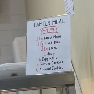 Family meal. Good deal