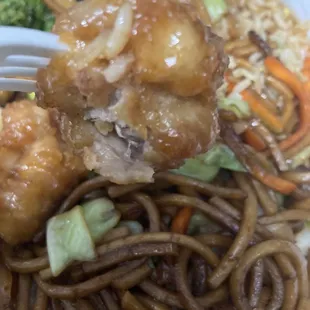 The orange chicken isn't heavily battered like other spots. You actually taste chicken.