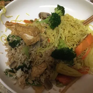 Veggie Singapore noodles and Bean Curd Home Style