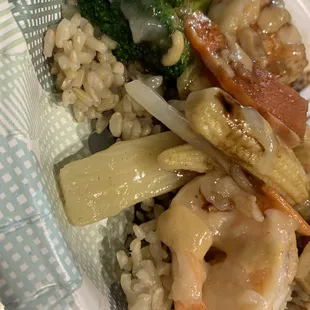 Shrimp with Mixed Vegetables (&amp; my added hot mustard and soy sauce)