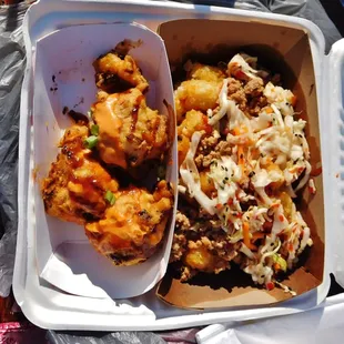 Fritters and Poutine.