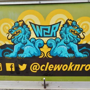 two blue lions